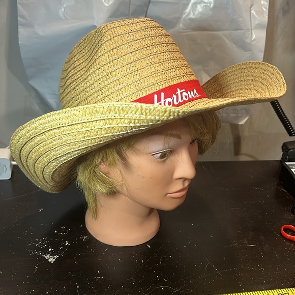 Tim Hortons Straw Hat Cap Brown Fits Small-Medium Heads Coffee Staff Uniform - Picture 7 of 8